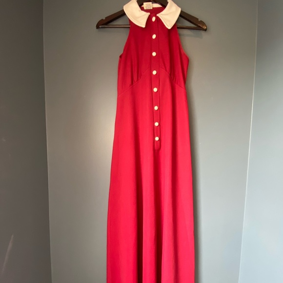 Vintage 1975 Button Up Maxi Collared Dress - Picture 2 of 8